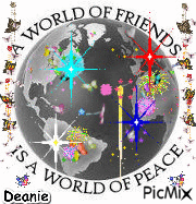 Saying; A World of Friends is a World of Peace - GIF animé gratuit