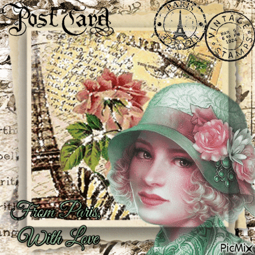 Postcard - From Paris, With Love - Free animated GIF