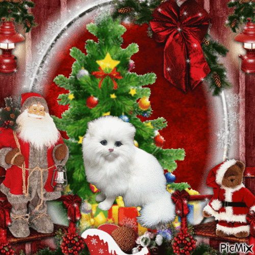 Gato navideño - GIF animado gratis
