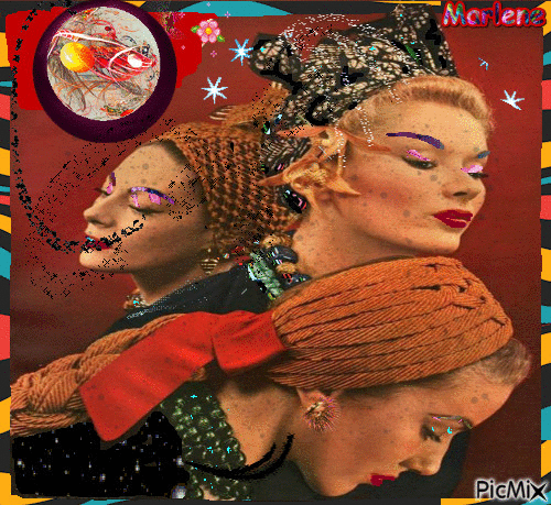 Portrait Women Colors Deco  Glitter Flowers - Ingyenes animált GIF