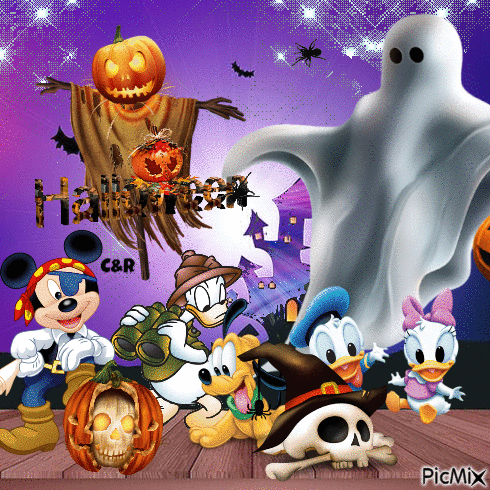Donald et ses amis Disney à Halloween - Бесплатный анимированный гифка