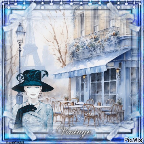 Paris blue vintage - ingyenes png