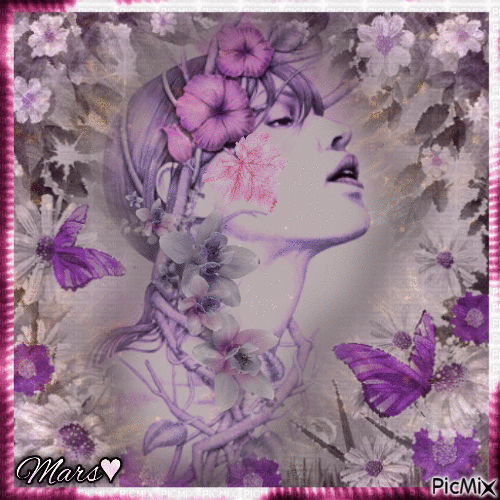 violet  con flores - GIF animé gratuit