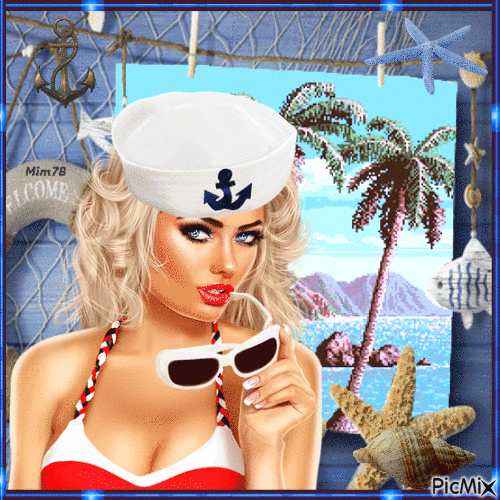 portrait d'une femme de la marine - 無料のアニメーション GIF