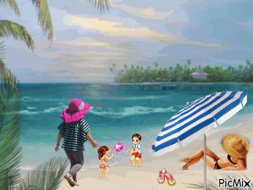 on joue à la plage - GIF animado grátis