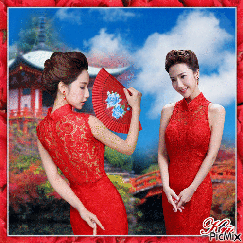 robe rouge ❤️🌷 - GIF animado grátis