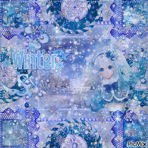 Hatsune Miku snow ❄️ elizamio - Бесплатный анимированный гифка