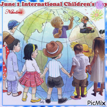 June 1 International Children's Day - Gratis geanimeerde GIF
