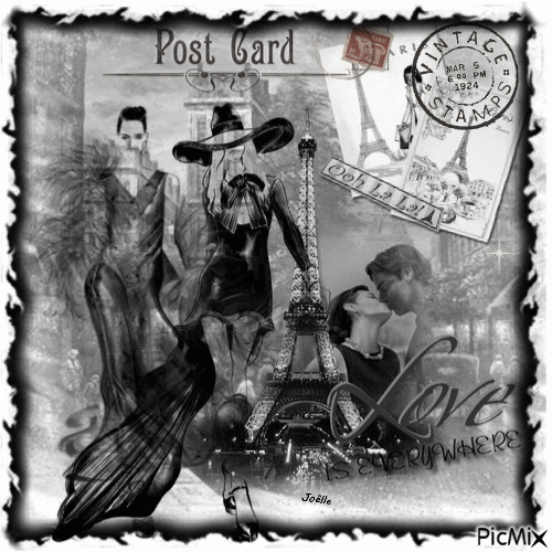 Carte postale Paris noir et blanc ... - GIF animé gratuit