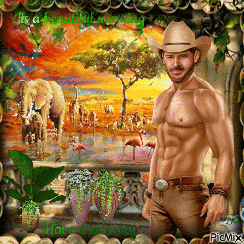 Its a beautiful morning. Have a nice day. Man in Africa - 免费动画 GIF