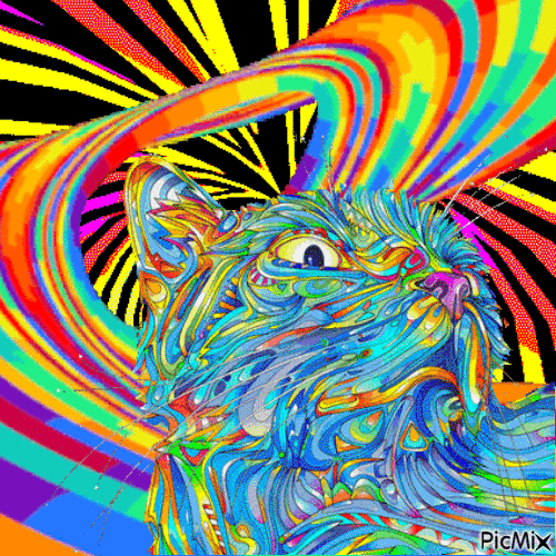 Surreal Rainbow cat - GIF animé gratuit