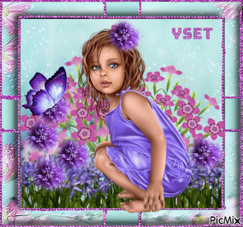 La niña en violeta. - Bezmaksas animēts GIF