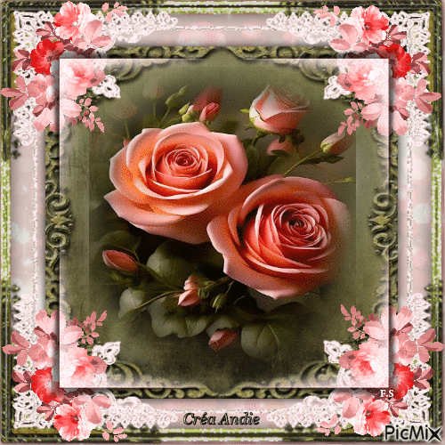 Art numérique - Roses Orangées - Darmowy animowany GIF