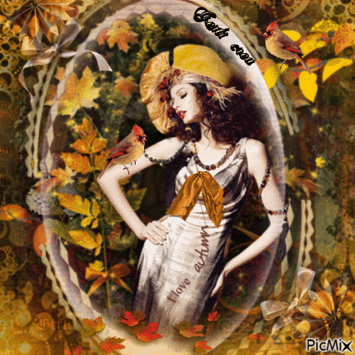 Autumn woman - GIF animado grátis