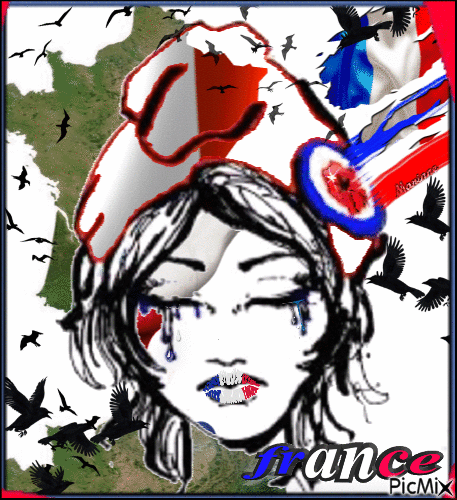 Marianne pleure pour sa France.... - Animovaný GIF zadarmo