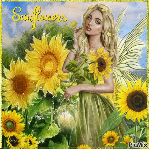Sunflowers Bon-Weekend - Gratis animeret GIF