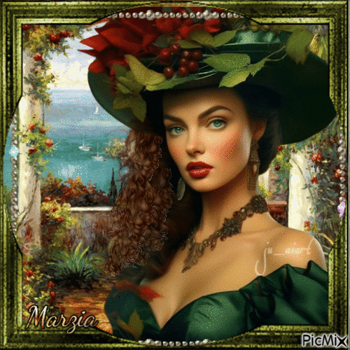 Donna in verde - Vintage - Δωρεάν κινούμενο GIF