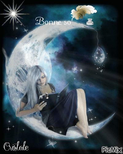 Femme sur la lune - Darmowy animowany GIF