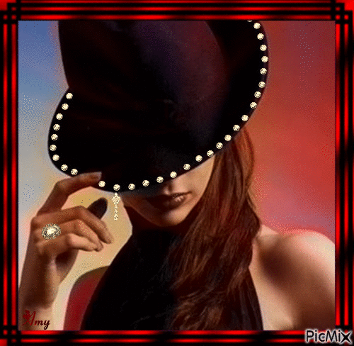 femme au chapeau - 免费动画 GIF
