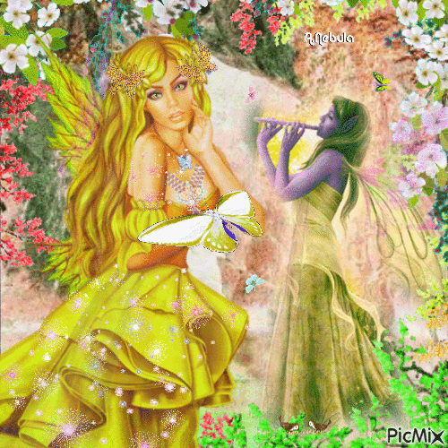 Fairy & butterfly - Бесплатни анимирани ГИФ