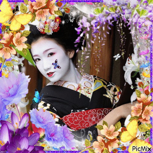 Butterfly Geisha - GIF animé gratuit