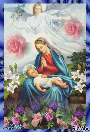 Vierge Marie et jésus - GIF animé gratuit