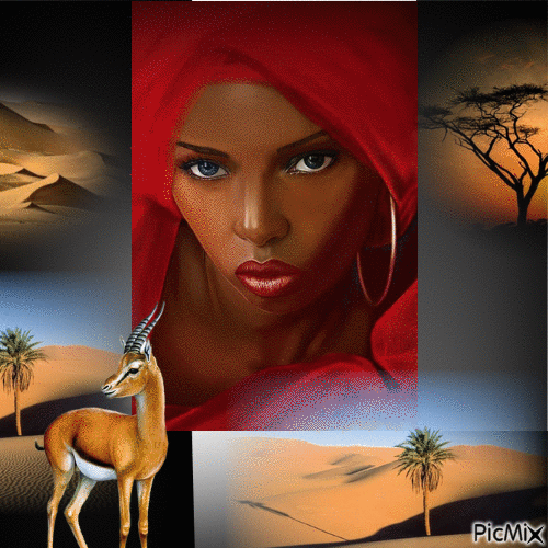 Portrait de femme africaine!!! - GIF animé gratuit