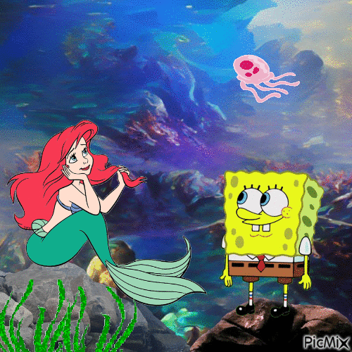 Spongebob and Ariel - GIF animado grátis