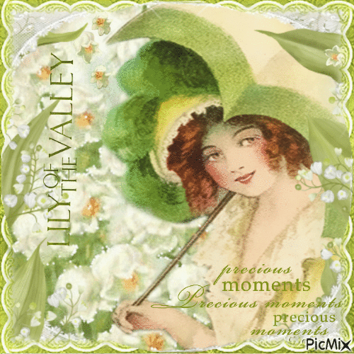 Lily of the valley vintage spring woman - Бесплатный анимированный гифка