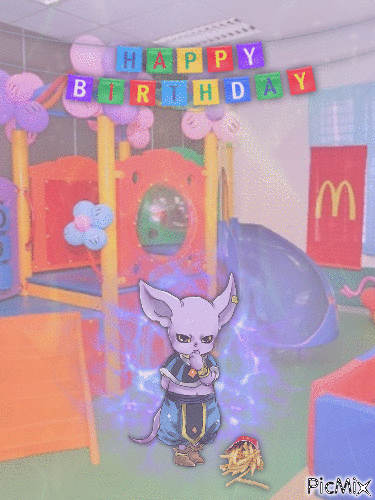 Beerus' Birthday at McDonald's - Free animated GIF