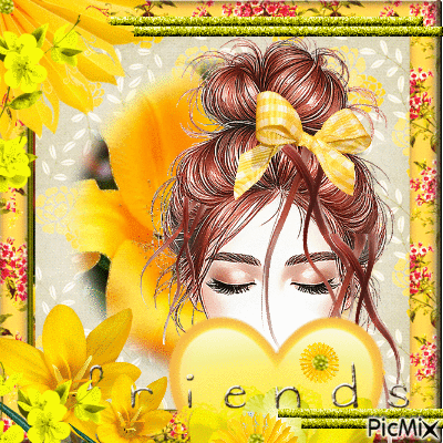 hair flowing yellow flowers - Бесплатный анимированный гифка