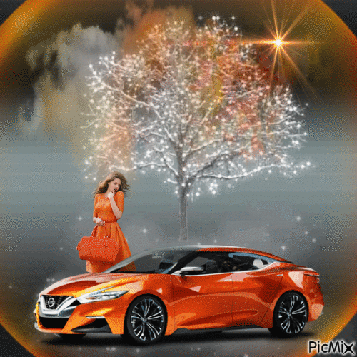 Orange Car Hmm - GIF animasi gratis