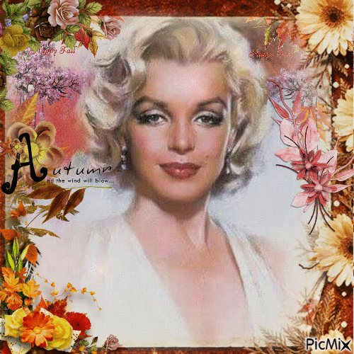 Marilyn Monroe - Acuarela de otoño - Gratis geanimeerde GIF