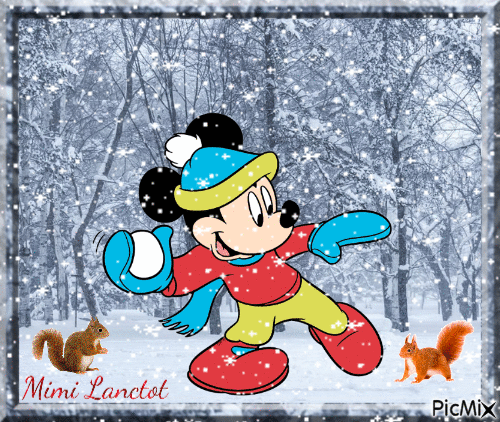 mickey mouse neige - Безплатен анимиран GIF