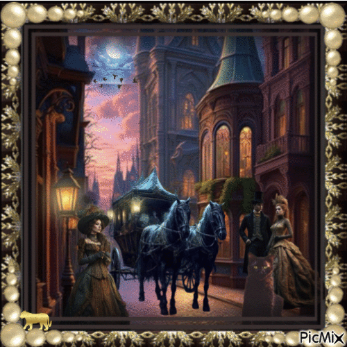 Victorian evening street scene - Ilmainen animoitu GIF