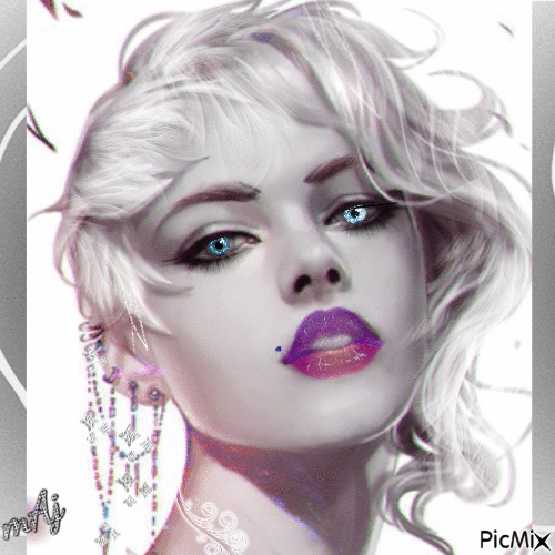 Concours "Portrait femme cheveux blanc" - Free animated GIF
