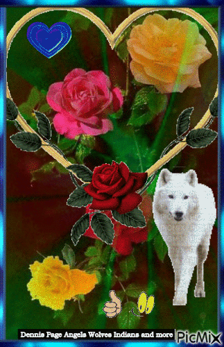 FLOWERS WITH WOLF - 免费动画 GIF