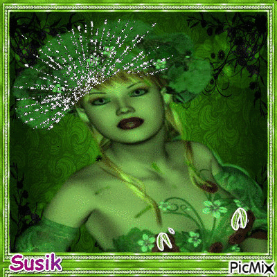 Lady in green - Bezmaksas animēts GIF