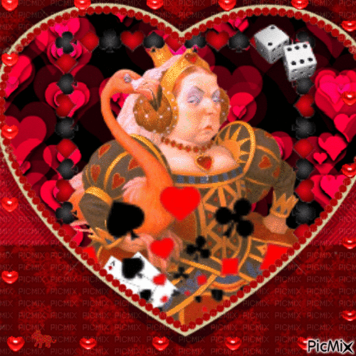 Card Queen of the hearts - Free animated GIF
