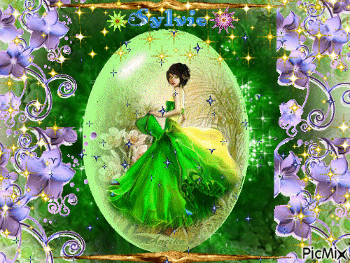 Lady green ma création a partager sylvie - Free animated GIF