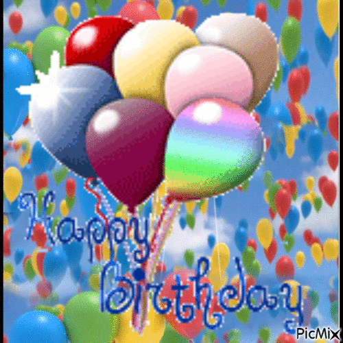 happy birthday balloons - Бесплатный анимированный гифка