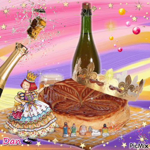 La galette des rois 🌷 Bon appétit  🥂 - Ücretsiz animasyonlu GIF