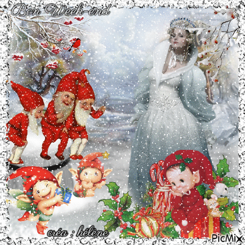 La princesse et ses lutins de Noël - Gratis animerad GIF