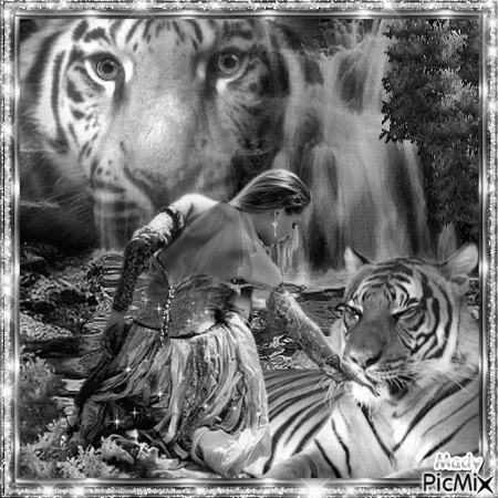 La femme et le tigre - Gratis animerad GIF
