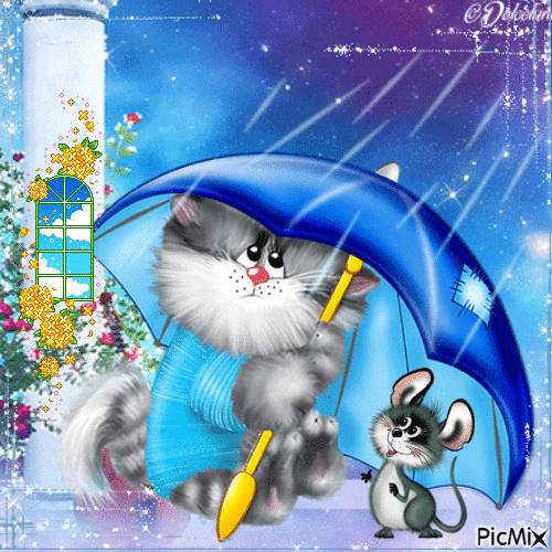 ☆☆ CAT IN THE RAIN☆☆ - Free animated GIF