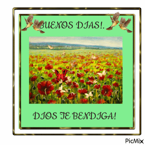Buenos dias y rosas - Бесплатни анимирани ГИФ