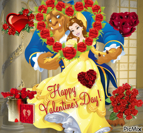 Happy Valentin's Days  Happy Valentin's Days "La belle & la bête" - GIF animado gratis