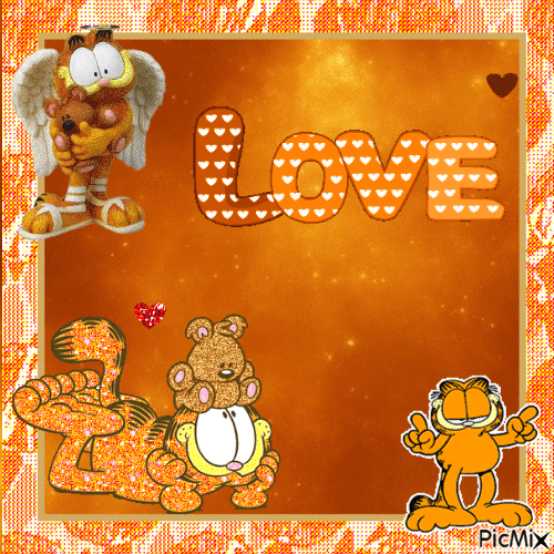 Orange Love Garfield!!!!!!! 🧡🧡🧡🧡🧡🧡 - Zdarma animovaný GIF