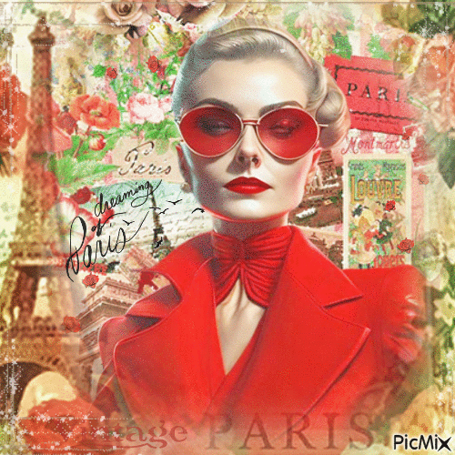 Paris vintage woman - GIF เคลื่อนไหวฟรี
