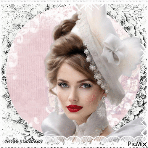 concours : portrait de beauté en blanc  - Vintage - Бесплатни анимирани ГИФ